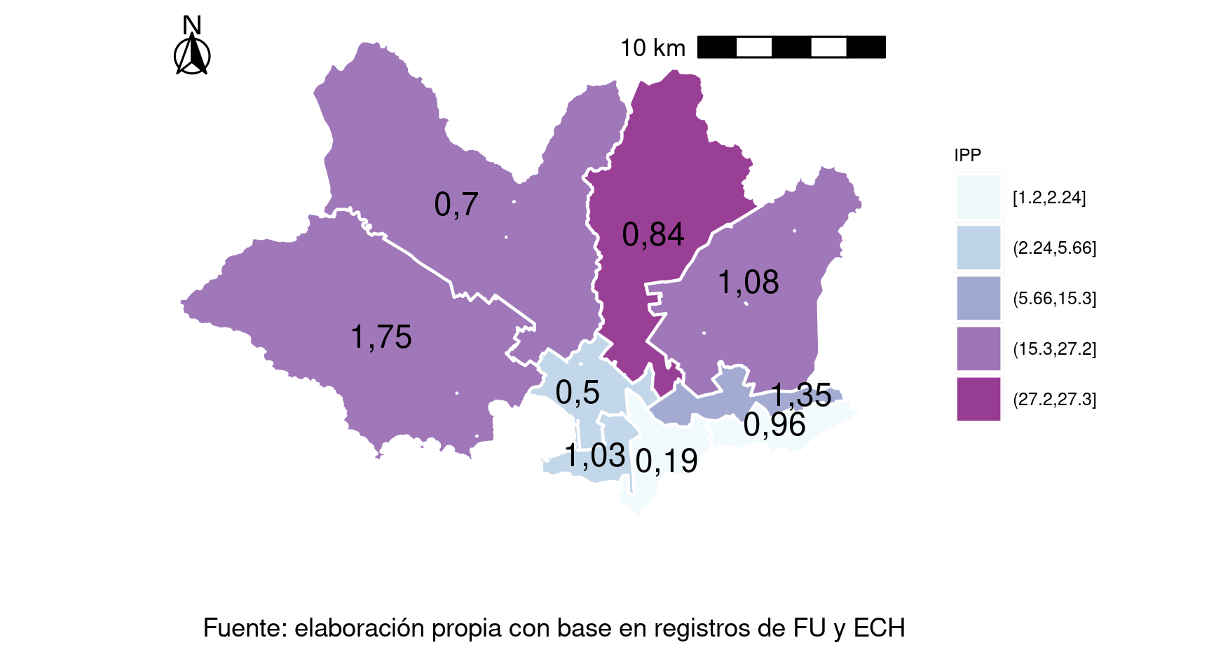 Tasa de feminicidios promedio por municipio según incidencia de la pobreza (2010-2019)
