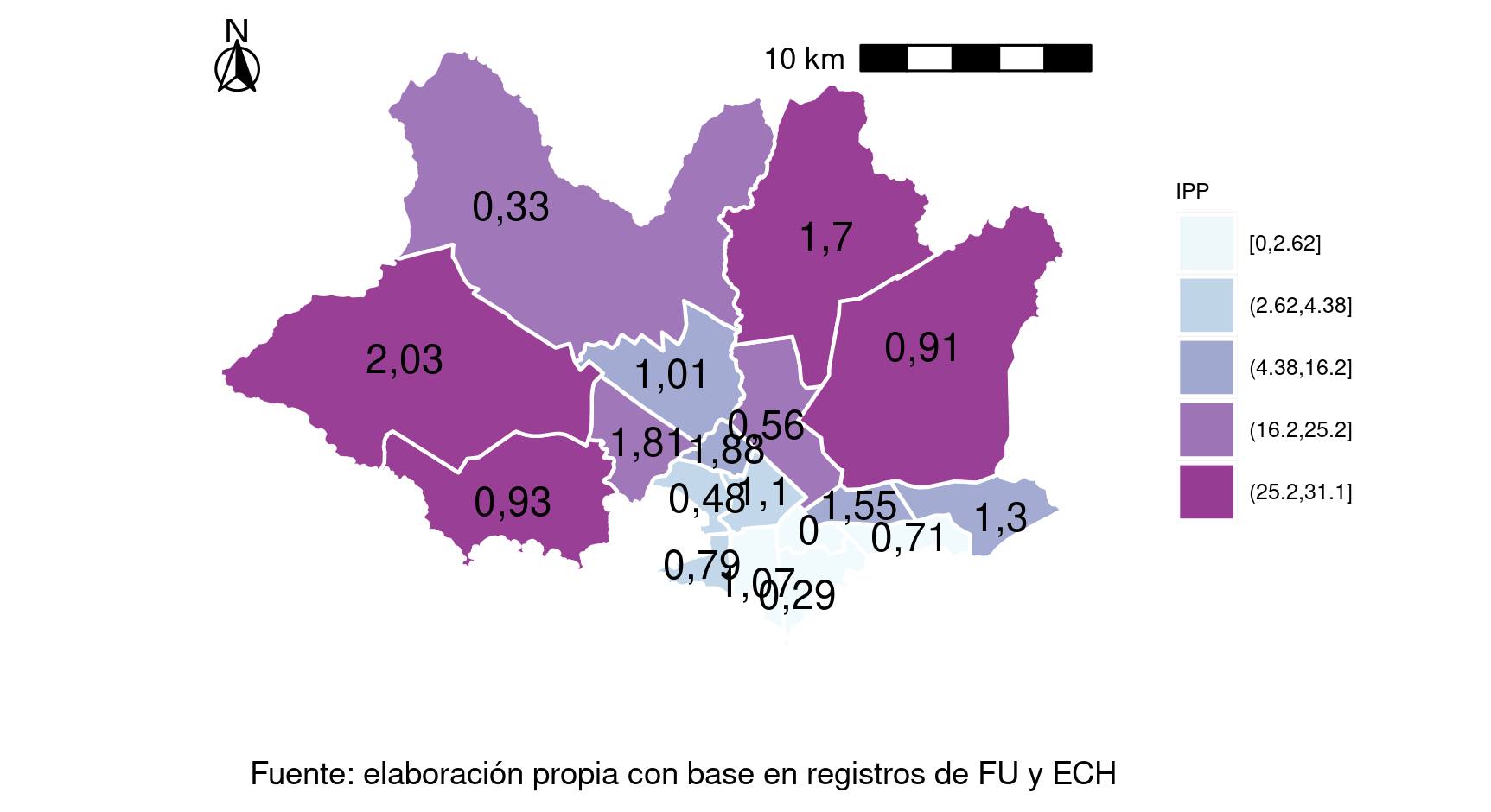 Tasa de feminicidios promedio por CCZ según incidencia de la pobreza (2010-2019)